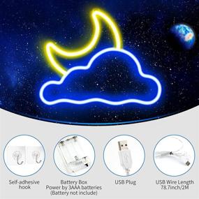 img 3 attached to ✨ JTLMEEN Cloud and Moon Led Neon Light: Stylish Pink Room Decor for Aesthetic Bedroom