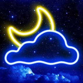 img 4 attached to ✨ JTLMEEN Cloud and Moon Led Neon Light: Stylish Pink Room Decor for Aesthetic Bedroom