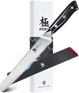 🔪 kyoku shogun series 8" serrated bread knife - japanese vg10 steel core damascus blade - with sheath & case - professional grade logo