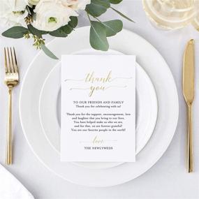 img 3 attached to 🌟 Bliss Collections Wedding Reception Thank You Cards - Pack of 50 Real Gold Foil Cards - Enhance Your Table Centerpiece, Place Setting, and Wedding Decorations - 4x6 Cards, Made in The USA