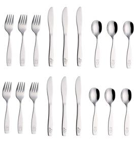 img 4 attached to 🍽️ ANNOVA Kids Flatware Set - 18 Pieces Stainless Steel Cutlery/Silverware with Engraved Dog, Cat, and Bunny Designs - Safe Toddler Utensils for Lunch Box - 6 Safe Forks, 6 Table Knives, 6 Tablespoons