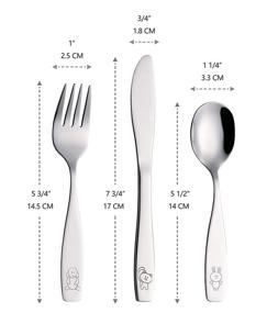 img 3 attached to 🍽️ ANNOVA Kids Flatware Set - 18 Pieces Stainless Steel Cutlery/Silverware with Engraved Dog, Cat, and Bunny Designs - Safe Toddler Utensils for Lunch Box - 6 Safe Forks, 6 Table Knives, 6 Tablespoons