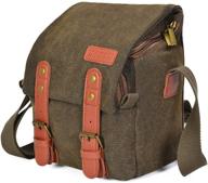 📷 waterproof compact camera shoulder messenger bag: canvas leather trim for nikon, canon, sony mirrorless camera and lenses - brown logo