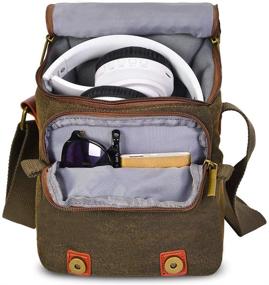 img 1 attached to 📷 Waterproof Compact Camera Shoulder Messenger Bag: Canvas Leather Trim for Nikon, Canon, Sony Mirrorless Camera and Lenses - Brown