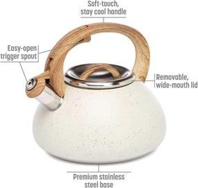 img 3 attached to 🍵 Goodful Stainless Steel Whistling Tea Kettle for Stovetop - 2.5 Qt Capacity, Cream Speckle