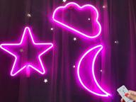 pink star moon and cloud neon night signs by remote control for kids room wall decor powered by batteries (pink) логотип