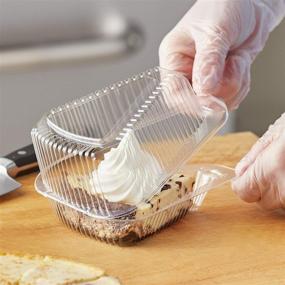 img 4 attached to 🍰 25 Clear Hinged Medium Disposable Plastic Cake Containers with Lids - Ideal for Cheesecake, Individual Cake Slices, Flan Desserts, Pastries, Cookies, Snacks, and Fruits - Convenient Packaging Solution