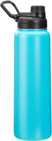 img 4 attached to 💧 Teal 30-Ounce Stainless Steel Insulated Water Bottle with Spout Lid by Amazon Basics