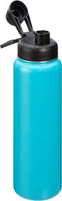 img 2 attached to 💧 Teal 30-Ounce Stainless Steel Insulated Water Bottle with Spout Lid by Amazon Basics