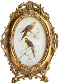 img 4 attached to SIKOO Vintage Picture Frame 4x6 Oval AntiqueTableTop Wall Mounting Photo Frame – Elegant Home Decor & Art Display (Gold)