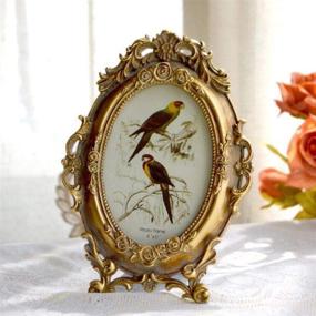 img 3 attached to SIKOO Vintage Picture Frame 4x6 Oval AntiqueTableTop Wall Mounting Photo Frame – Elegant Home Decor & Art Display (Gold)