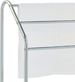 img 3 attached to Silver Chrome Metal 3 Tier Bathroom Towel Bar Rack with Storage Shelf – MyGift Freestanding Laundry Room Clothes Drying Rack