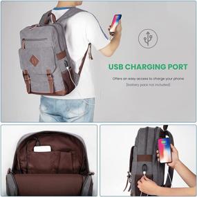 img 3 attached to 🎒 Modoker Vintage Backpack: Stylish Canvas Bookpack with USB Charging Port, Fits most 15.6-Inch Laptops and Tablets, Grey