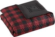 🔴 eddie bauer home mountain collection blanket - ultra soft and cozy goose down alternative reversible comforter/duvet insert throw (50x70) in red logo