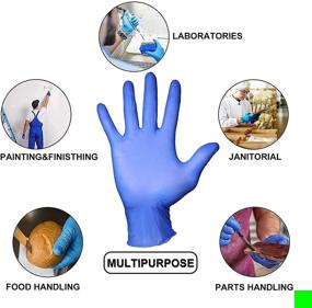 img 2 attached to 🧤 SYNGLO Disposable Nitrile Gloves Box of 100 (Large Size) - Powder Free, Blue Textured Industrial Gloves for Home, Restaurants, Work - Cleaning and Multipurpose Hand Protection