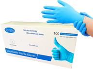 🧤 synglo disposable nitrile gloves box of 100 (large size) - powder free, blue textured industrial gloves for home, restaurants, work - cleaning and multipurpose hand protection logo