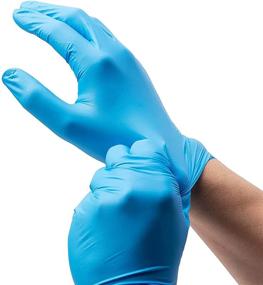 img 3 attached to 🧤 SYNGLO Disposable Nitrile Gloves Box of 100 (Large Size) - Powder Free, Blue Textured Industrial Gloves for Home, Restaurants, Work - Cleaning and Multipurpose Hand Protection