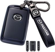 🔑 holust, smart key fob case cover protector for 2019-2021 mazda 3, mazda 3 hatchback, 2020-2021 mazda cx-5, cx-30, cx-10（3-4-button）, premium leather key holder, black finish logo