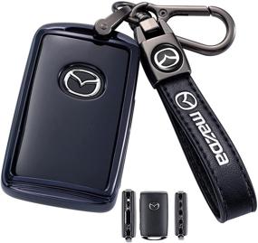 img 4 attached to 🔑 Holust, Smart Key Fob Case Cover Protector for 2019-2021 Mazda 3, Mazda 3 Hatchback, 2020-2021 Mazda CX-5, CX-30, CX-10（3-4-Button）, Premium Leather Key Holder, Black Finish