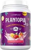 🍓 silky-smooth vegan protein powder – purely inspired plantopia for women & men, gluten-free, dairy-free, soy-free, strawberry banana split flavor, 13 servings logo