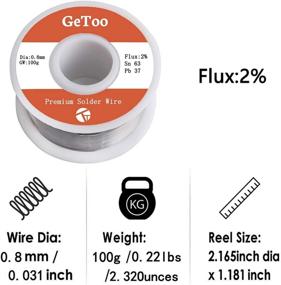 img 1 attached to 🔌 GeToo Solder Wire - 0.8mm, 100g: Includes 10PCS Seal Wire Connectors, Rosin, and Enamelled Wire for Free! Sn63/Pb37 Tin Lead Alloy Soldering Wire with Rosin Core for Electrical Soldering