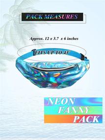 img 2 attached to 🎉 Holographic Neon Bachelorette Rave Fanny Pack Set - 6 Pieces 80s Party Waist Bag with Adjustable Waist