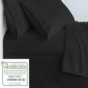 img 2 attached to Premium Black Microfiber Queen Fitted Sheet - Luxurious and Brushed