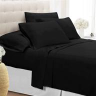 premium black microfiber queen fitted sheet - luxurious and brushed logo