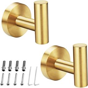 img 1 attached to 🛁 Stusgo 2 Packs Gold Towel Hook for Wall - Stylish Modern Coat & Robe Hooks, SUS304 Stainless Steel, Heavy-Duty & Brushed Gold Finish - Ideal for Bathroom, Towels, and Clothes