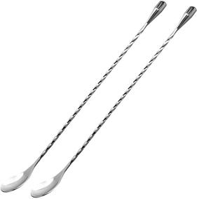 img 4 attached to 🍹 Set of 2 Hiware 12-Inch Stainless Steel Mixing Spoons with Spiral Pattern - Bar Spoon for Cocktail Shaker