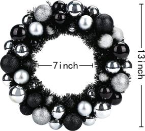 img 3 attached to 🎉 HAKACC 13-Inch Black and Silver Ball Wreath: Ornamental Garland for Festival Celebration, Door, Window, Wall, Home Theme Party Decoration