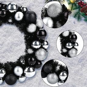 img 2 attached to 🎉 HAKACC 13-Inch Black and Silver Ball Wreath: Ornamental Garland for Festival Celebration, Door, Window, Wall, Home Theme Party Decoration