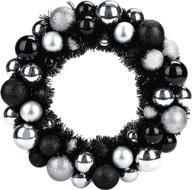 🎉 hakacc 13-inch black and silver ball wreath: ornamental garland for festival celebration, door, window, wall, home theme party decoration logo