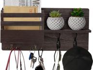 🗝️ ism designs rustic brown key hangers for wall decor - mail and holder with shelf organizer hooks, 16 inch x 8 логотип