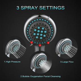 img 2 attached to 🚿 Powerful High Pressure Shower Head with Handheld - 3-Setting, Water Saving, Stainless Steel Hose & Adjustable Bracket - Chrome Finish