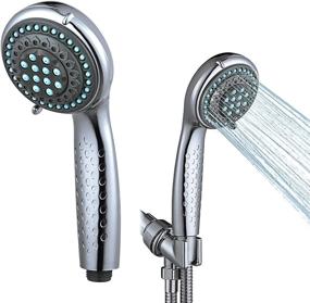 img 4 attached to 🚿 Powerful High Pressure Shower Head with Handheld - 3-Setting, Water Saving, Stainless Steel Hose & Adjustable Bracket - Chrome Finish