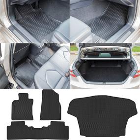 img 4 attached to 🚗 Bonbo Floor Mats & Trunk Cargo Liner for Toyota Camry FWD 2018-2021 - Custom Fit, Anti-Slip, Eco-Friendly Rubber - All Weather Protection - Pack of 4 (Non-Hybrid Models)