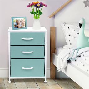 img 3 attached to 🌈 Sorbus Nightstand with 3 Drawers for Stylish Storage in Bedroom, Hallway, or Office - Aqua Pastel Design