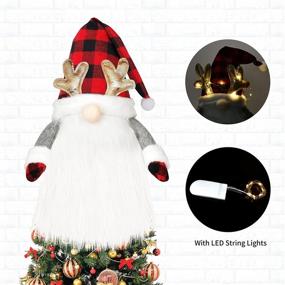 img 4 attached to 🎄 Christmas Tree Topper - Handmade Gnome Lighted Top Hat Xmas Decoration | Swedish Santa Tomte Ornament for Scandinavian Home Decor | Red Holiday Winter Wonderland New Year Xmas Home Decoration