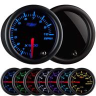 🏎️ glowshift tachometer gauge - 10,000 rpm - 7 color - gas powered engines - black dial - smoked lens - 2-1/16" 52mm - for 1 to 10 cylinders logo
