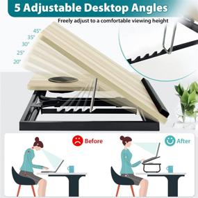 img 2 attached to 🛏️ Convenient PUJIANG Foldable Laptop Bed Tray Desk for Bed & Sofa - Adjustable Tilt Surface, Cup Holder, Anti-Slip Strip - Ideal for Eating, Working, Studying, Watching (White)