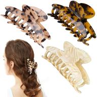 🌸 atazar hair clips for thick hair - nonslip big large claw clips for women girls, leopard print strong hold banana clips (3 pack) logo