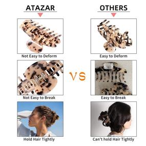 img 2 attached to 🌸 ATAZAR Hair Clips for Thick Hair - Nonslip Big Large Claw Clips for Women Girls, Leopard Print Strong Hold Banana Clips (3 Pack)