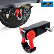 eag shackle hitch receiver 2 inch with red 3/4 inch d-ring shackle + black isolator & pin logo