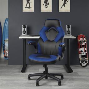 img 3 attached to 🔵 Enhanced Racing Style Bonded Leather Gaming Chair in Blue, OFM ESS Collection (ESS-3085-BLU)