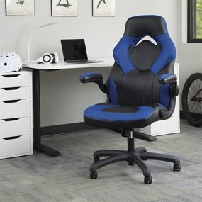 img 1 attached to 🔵 Enhanced Racing Style Bonded Leather Gaming Chair in Blue, OFM ESS Collection (ESS-3085-BLU)