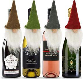 img 4 attached to 🍷 Mistorri Christmas Wine Bottle Decorations - 4 Gnome Wine Bottle Toppers for Festive Holiday Decor and Perfect Hostess Gifts