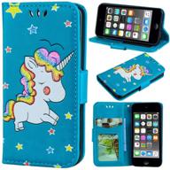 🦄 ranyi ipod touch case, cute 3d glitter unicorn flip wallet for ipod touch 5/6/7 (blue) logo