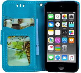 img 1 attached to 🦄 Ranyi iPod Touch Case, Cute 3D Glitter Unicorn Flip Wallet for iPod Touch 5/6/7 (Blue)