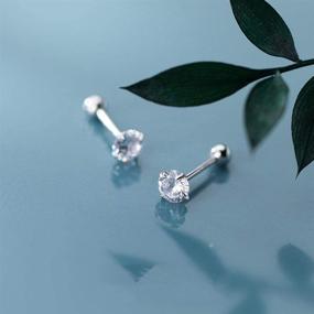 img 2 attached to Stunning 20G Crystal Cartilage Stud Earrings in Sterling Silver - Hypoallergenic Women's Jewelry